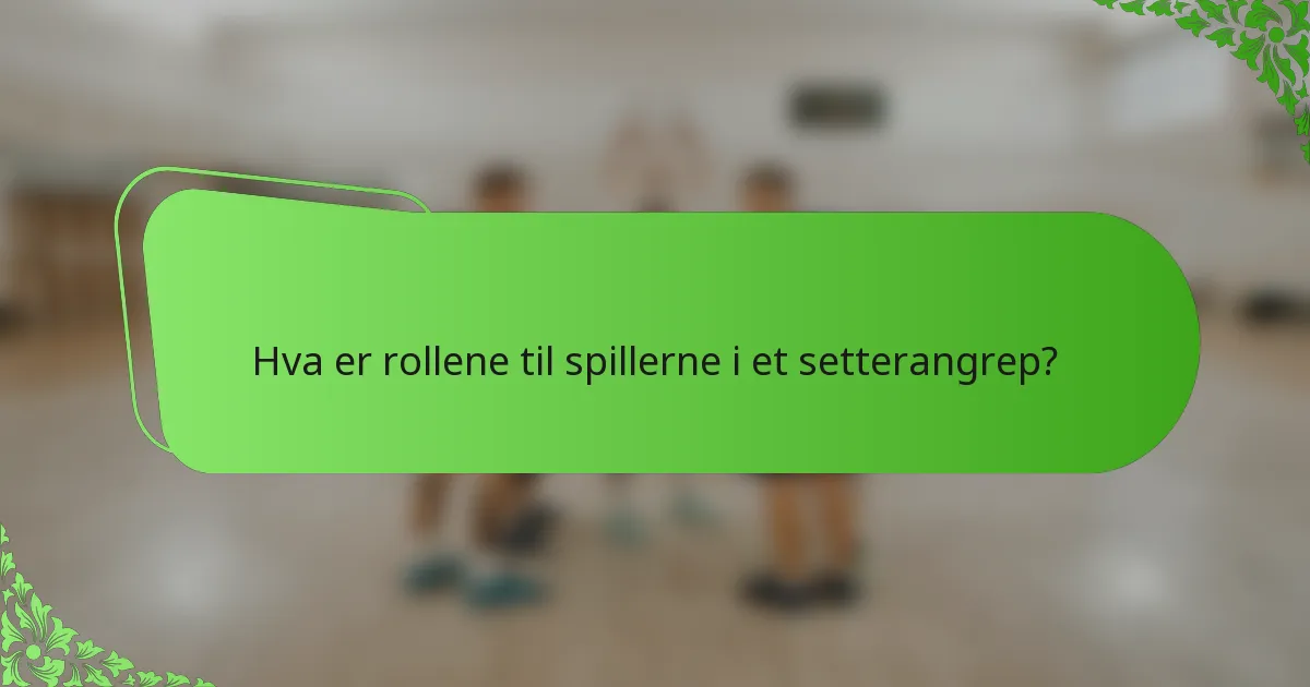 Hva er rollene til spillerne i et setterangrep?